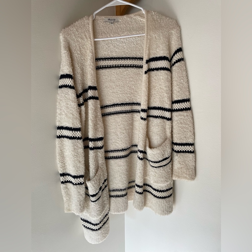 Fuzzy Striped Madewell Cardigan, Size XS